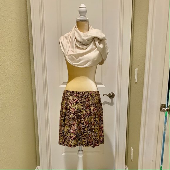 Kenneth Cole Box Pleated Silk/Cotton Sz 8 Skirt - Picture 2 of 5